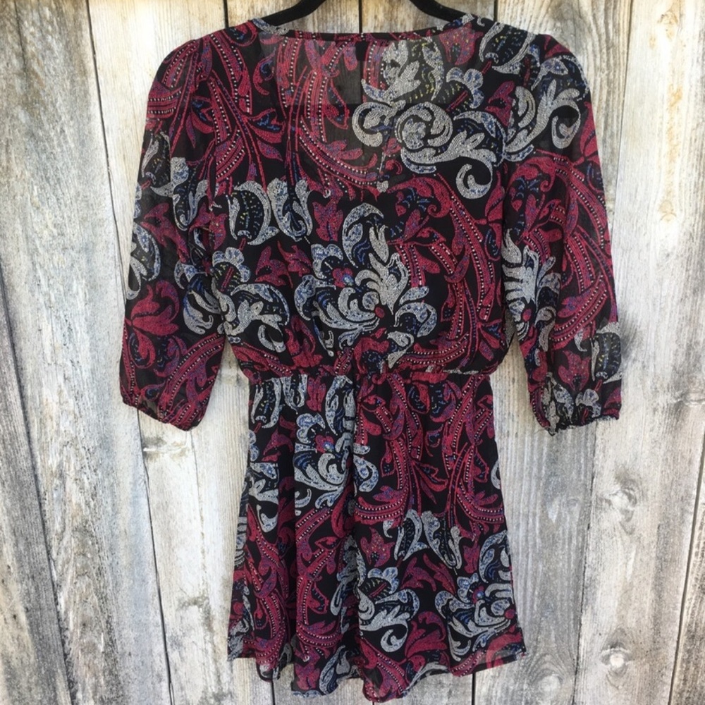 Paisley Printed Long Sleeve Dress BeBop - Picture 2 of 6
